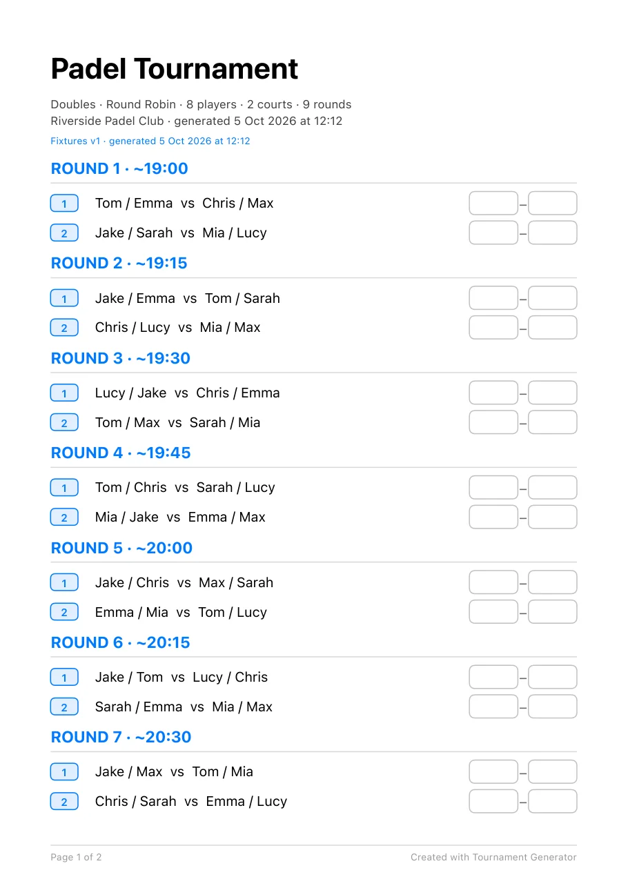 Fixtures sample page
