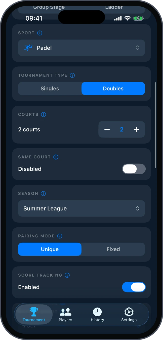 Pairing Mode: Unique or Fixed, on the setup screen