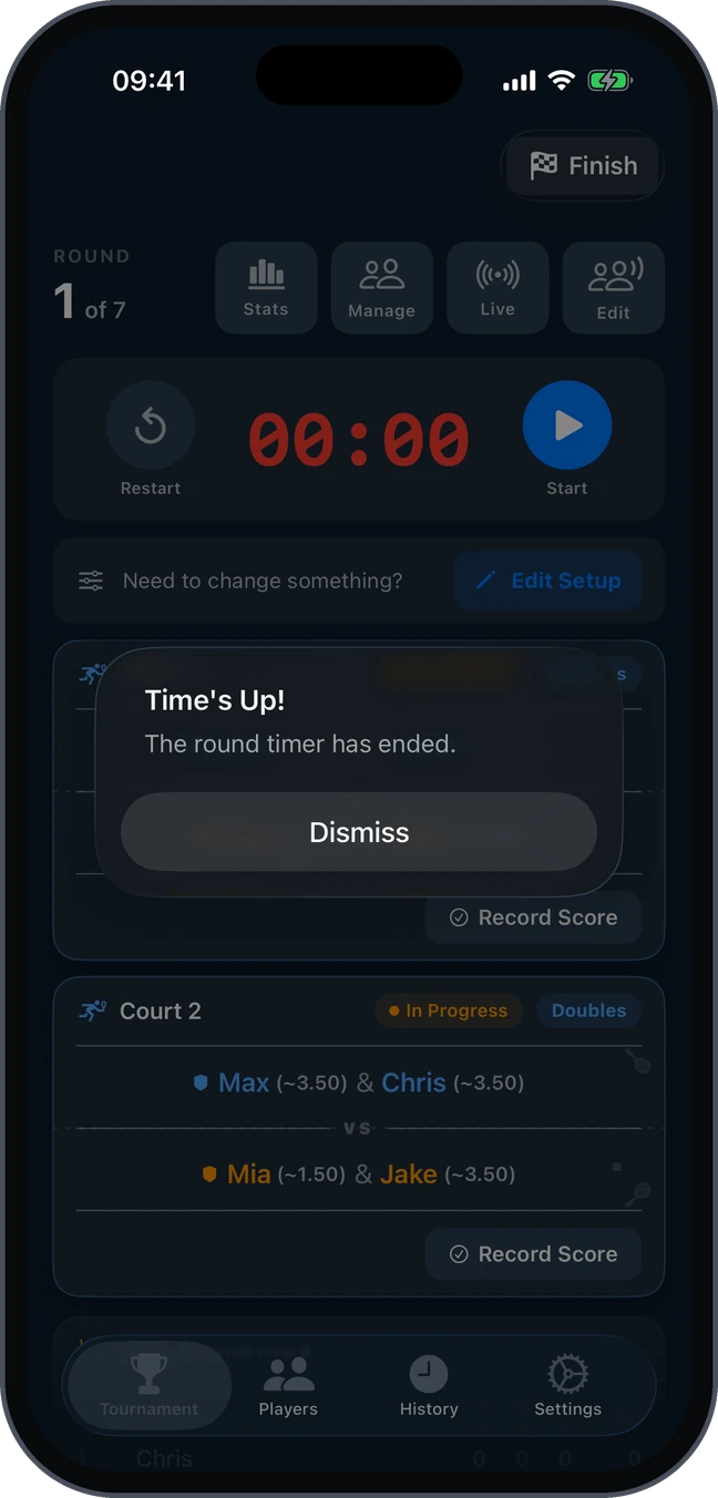 Round timer alert