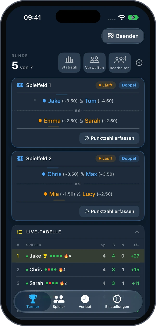 Laufende Runde auf zwei Spielfeldern