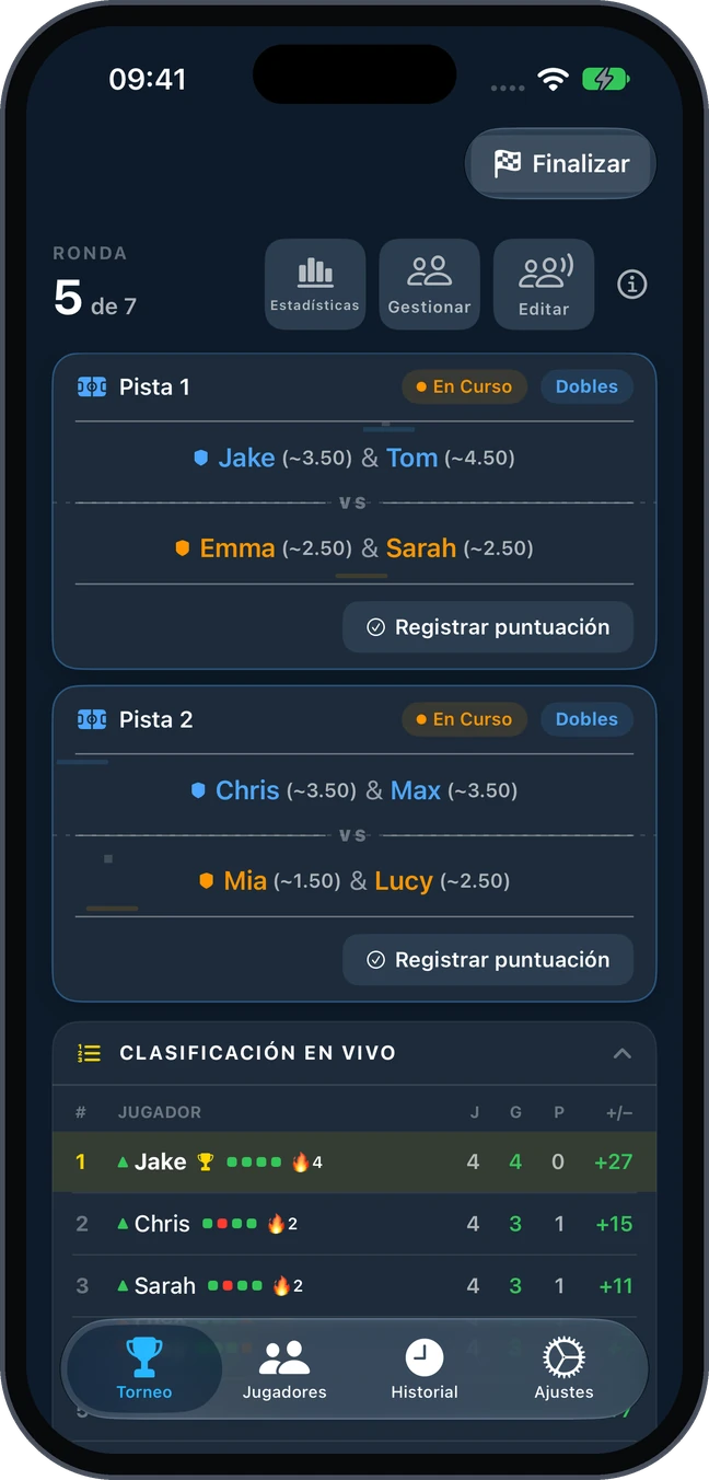Ronda en juego en dos pistas